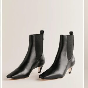 Reformation Roberta Black Leather Ankle Boots